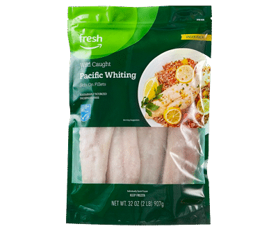 Fresh Brand – Wild Caught Pacific Whiting Skin-On Fillets Value Pack, 2 lb (Frozen)